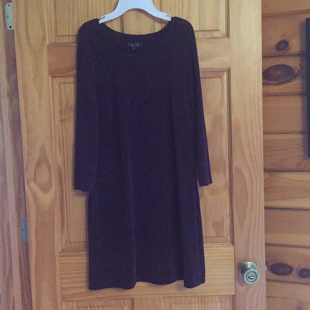Trixxi 3/4 Sleeve Sparkly Purple Dress